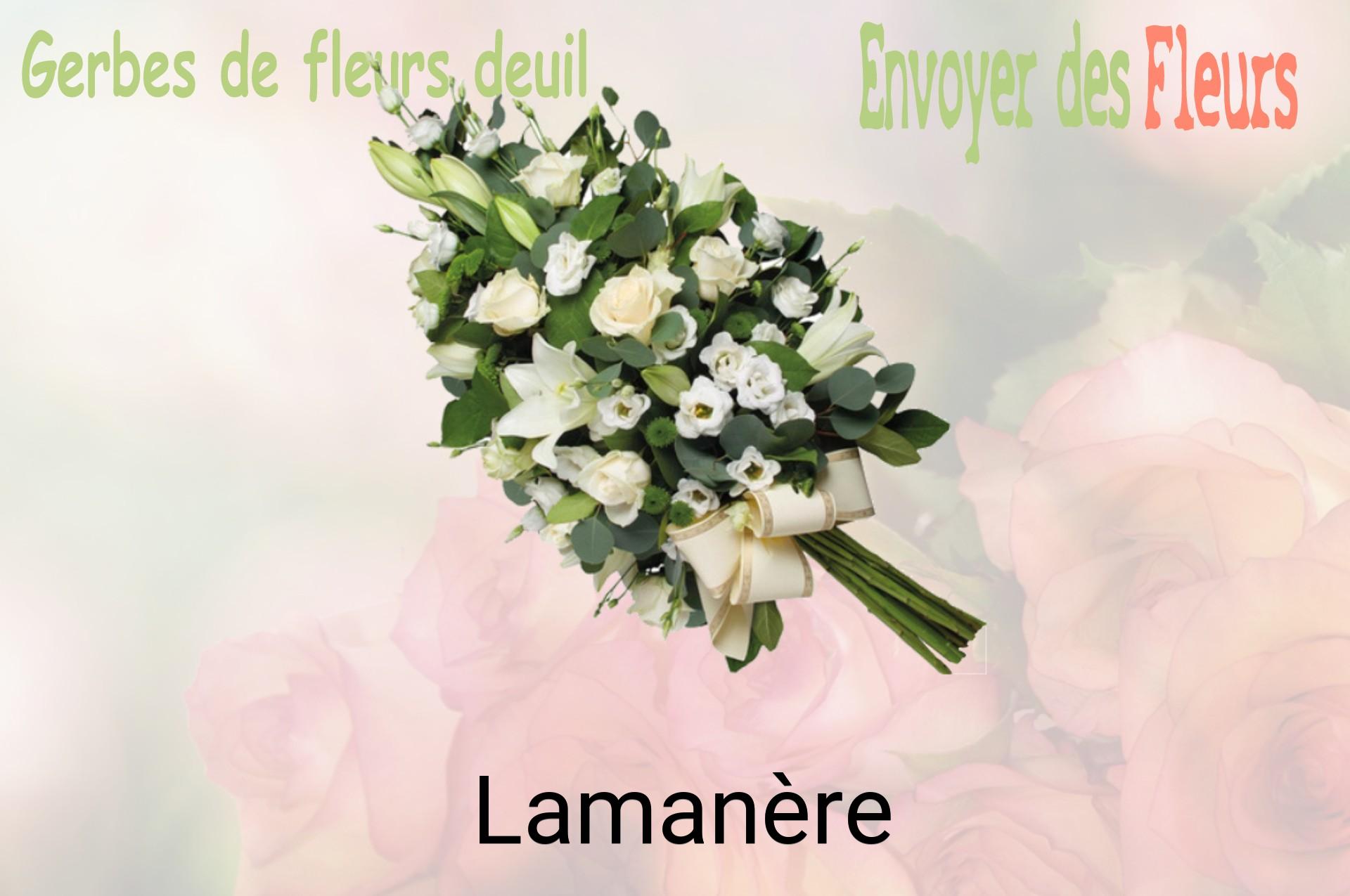 Gerbe de fleurs de deuil livrée à Lamanère